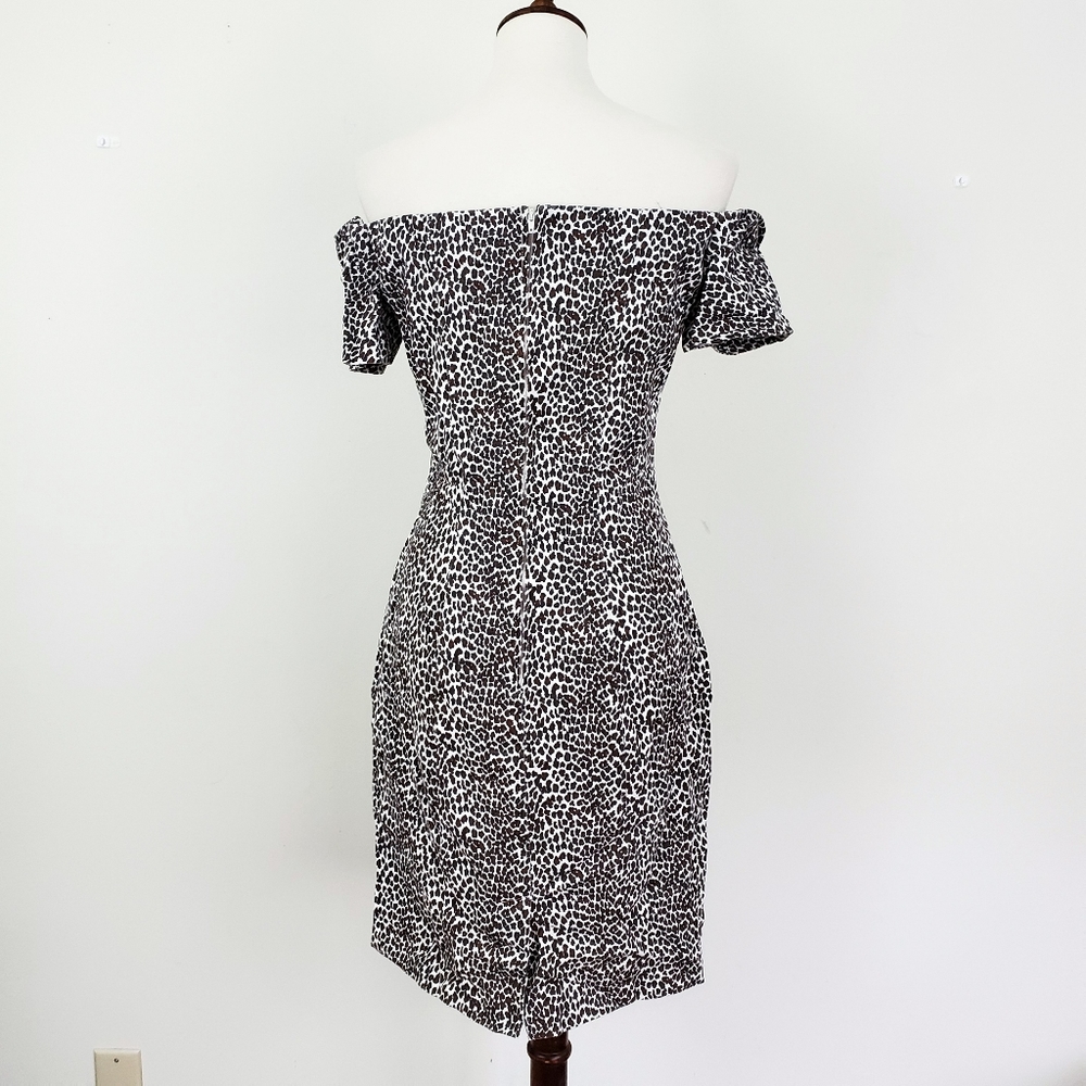 Vintage 80's All That Jazz Leopard Bardot Dress - Picture 5 of 8